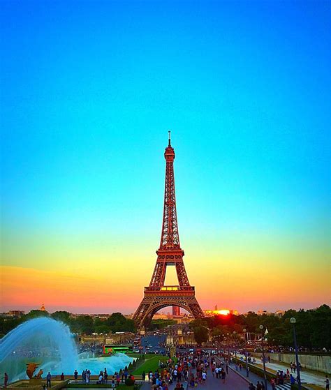 Eiffel Tower Paris France Beautiful Sunset In Paris
