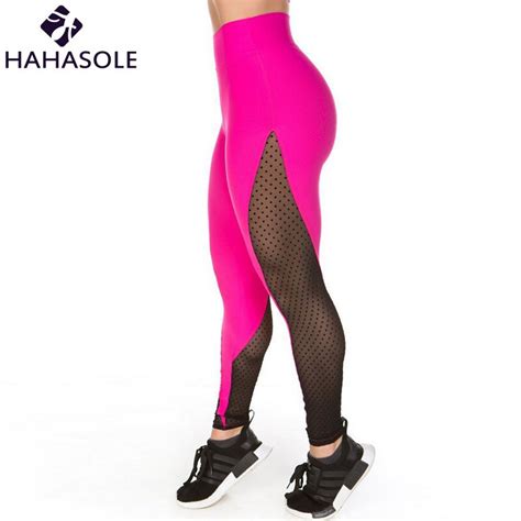 women new mesh patchwork leggings black stretched breathable fitness slim running good