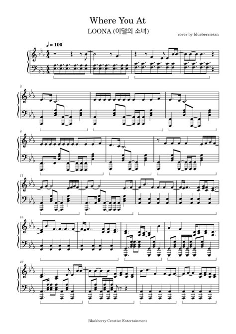 Where You At Loona 이달의 소녀 Sheet Music For Piano Solo