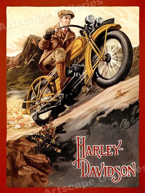 931 1920s Harley Davidson Classic Motorcyle Cruising Touring Poster