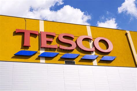 Tesco Company Logo On The Supermarket Building Editorial Stock Image