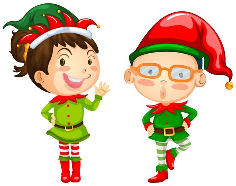 Christmas Theme With Two Elves 368296 Vector Art At Vecteezy