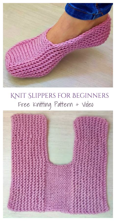 Knit One Piece Slippers Free Knitting Pattern Video Knitting Pattern