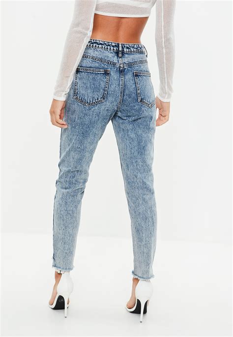 Missguided Denim Blue Riot High Rise Seam Front Mom Jeans Lyst