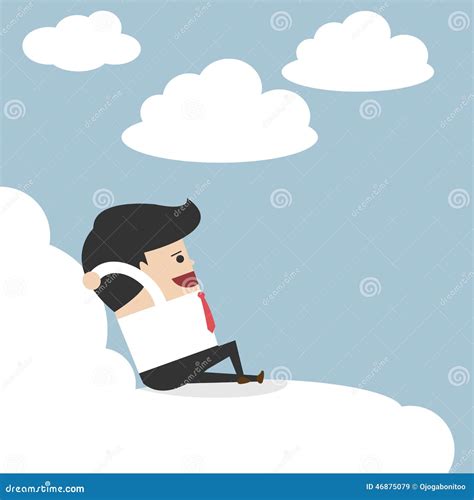 Businessman Relaxing On A Cloud Stock Vector Illustration Of Male