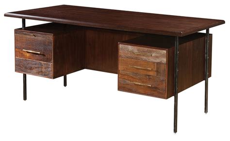 Handmade made from reclaimed scaffold timber with metal hairpin legs. Lauren Reclaimed Wood Executive Desk - Rustic - Desks And ...