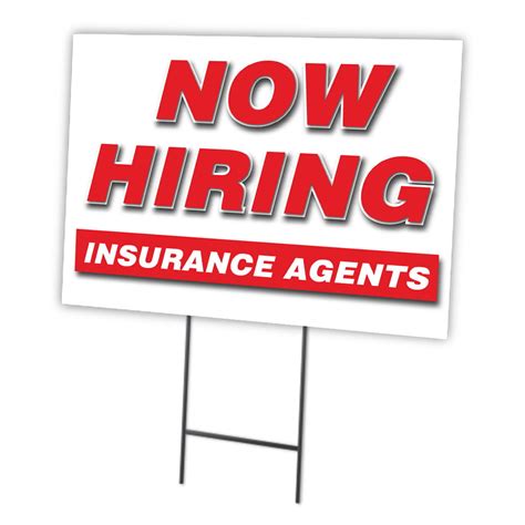 Now Hiring Insurance Agents 18x24 Yard Sign And Stake Advertise Your
