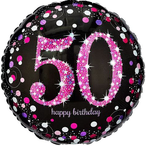 50th Birthday Balloon 18in Pink Sparkling Celebration Party City