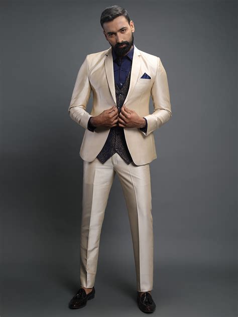 Rent/Buy Light Cream 3 Piece Suit | Home Trial | Free Delivery | CandidKnots