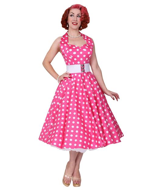 1950s Halterneck Cerise Polkadot Dress From Vivien Of Holloway