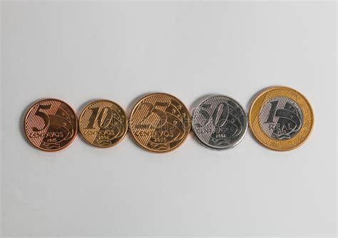 Current Brazilian Coins Real In Crecent Order Stock Photo Image Of