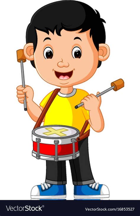 Illustration Of Kid Playing With A Drum Download A Free Preview Or