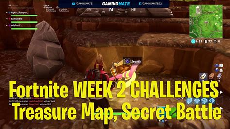 Fortnite Week 2 Challenges Guide Treasure Map Secret Battle Youtube