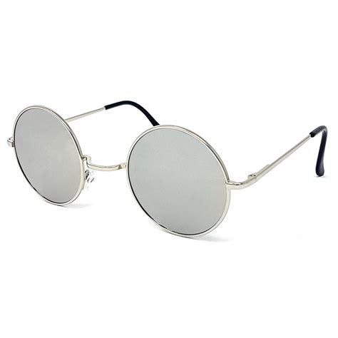 Small Round Lens Sunglasses Silver Frame Silver Mirrored Lens Bulk Prices Wsuk