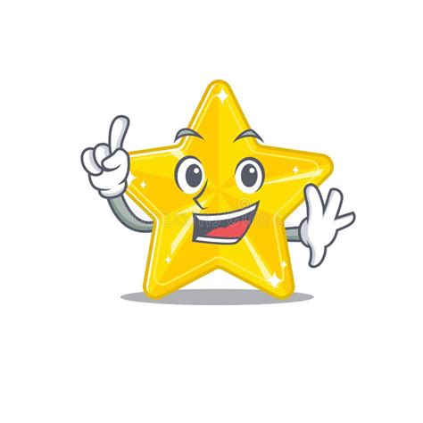 Smiling Shiny Star Cartoon Design Style Has A Board Stock Vector