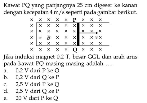 Kawat PQ Yang Panjangnya 25 Cm Digeser Ke Kanan Dengan Ke