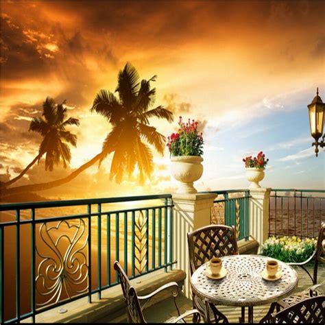 Photo Wallpaper Dream Summer Beach Balcony Scenery Tv Backdrop