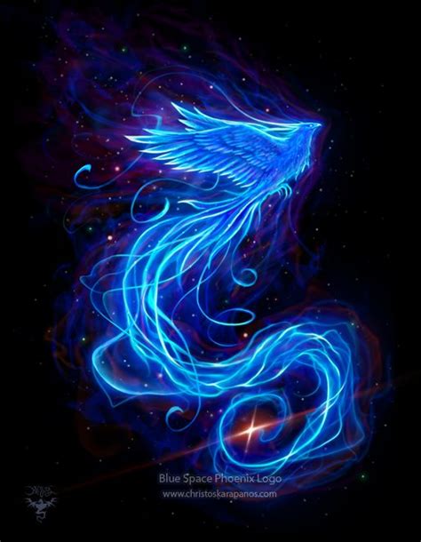 Blue Space Phoenix Logo By Amorphisss Phoenix Bird Art Phoenix