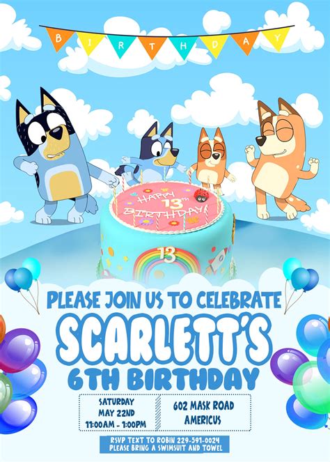 Bluey Birthday Card Printable