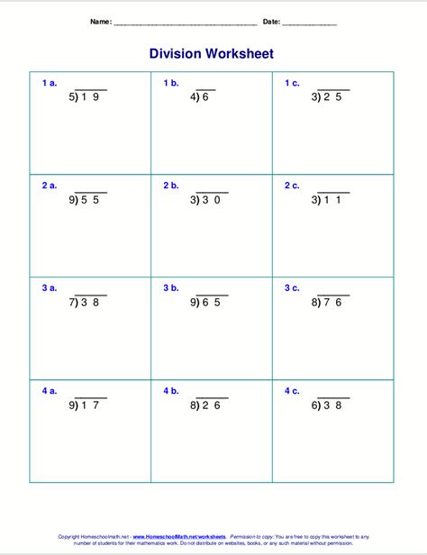 Division With Remainder Worksheets