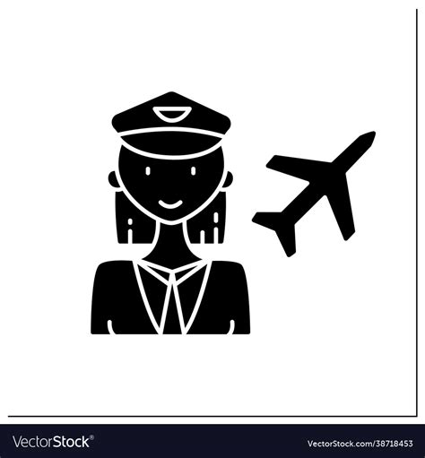 Woman Pilot Glyph Icon Royalty Free Vector Image