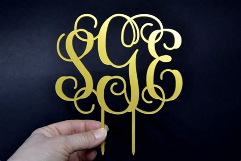 Monogram Wedding Cake Topper Gold Wedding Cake Topper Monogram