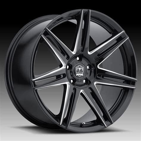 Motiv 414bm Modena Gloss Black Milled Accents Custom Rims Wheels