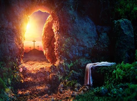 Buy Leowefowa X Ft Resurrection Of Jesus Backdrop Easter Sunrise Holy Light Empty Tomb Remote