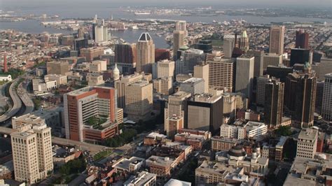 5k Stock Footage Aerial Video Approaching Downtown Baltimore