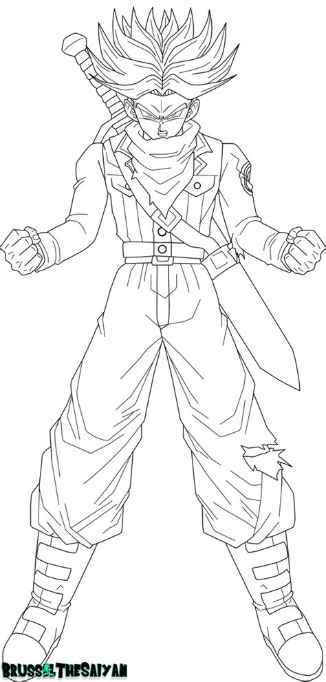 Super Saiyan Rage Trunks Lineart By Brusselthesaiyan On Deviantart