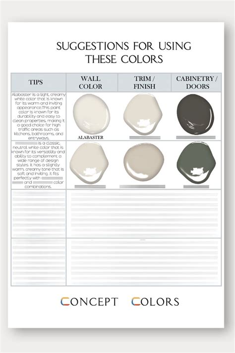 Sherwin Williams Alabaster Paint Palette Complementary Whole Etsy In