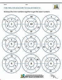 Fun Multiplication Worksheets to 10x10