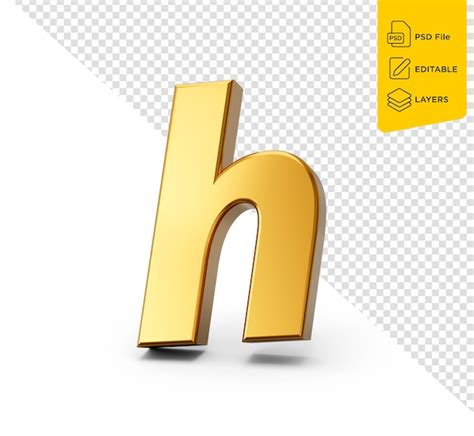 Alfabeto Dourado H Em Fundo Isolado 3d Letras Pequenas Douradas 3d