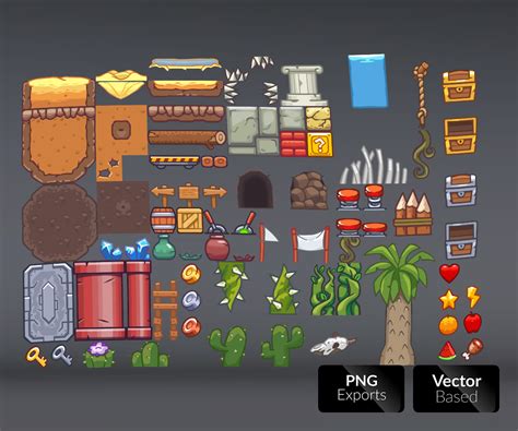 Uvector Platformer Tileset Desert Game Art Partners