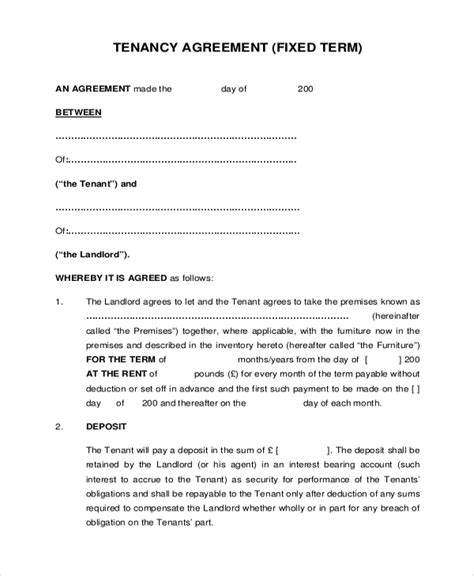 Tenancy agreement templates show all rights and obligations of tenant and landlord, these templates are also an agreement to rent between both parties with important term and conditions. FREE 9+ Sample Tenancy Agreement Forms in PDF | MS Word