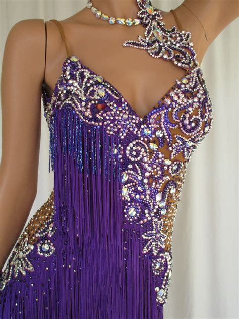 Purple Latin Fringe Dance Dress Etsy