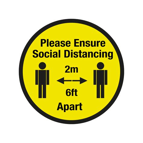 Please Ensure Of Social Distancing Floor Graphic 20cm Diameter Back