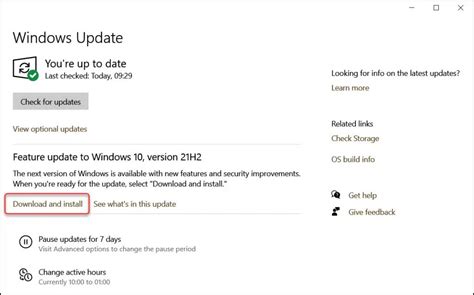 Install Windows 10 21h2 Using Windows Update