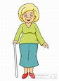 Family Clipart - grandmother-with-a-cane - Classroom Clipart