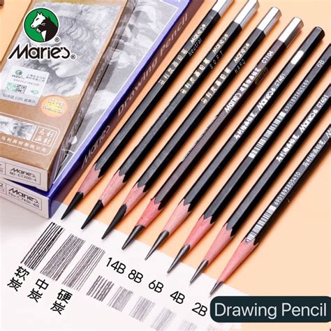 Maries Drawing Pencil Charcoal Pencil Sketch Pencil Hb2b4b 12pcs