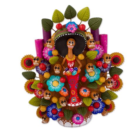 Unicef Market Hand Painted Catrina Themed Ceramic Sculpture From