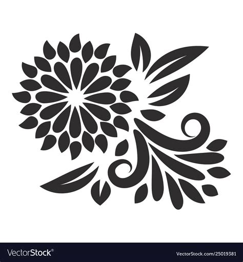 Element Floral Motifs Ornamental Line Art Vector Image