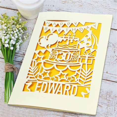 Personalised Birthday Card Laser Paper Cut Greeting Cards Etsy