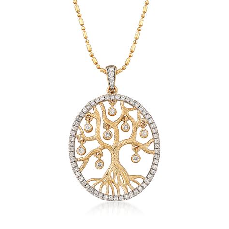 .48 ct. t.w. Diamond Tree of Life Pendant Necklace in 14kt Yellow Gold. 18