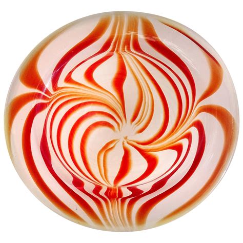Fratelli Toso Murano Psychedelic Yellow Orange Opal Italian Art Glass Bowl At 1stdibs