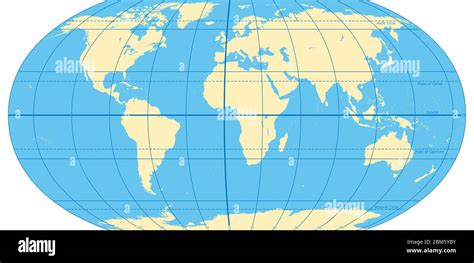 Weltkarte Mit Breiten Und Längenkreisen Die Äquator Greenwich
