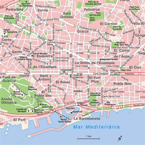 Il centro storico di barcellona mappa Barcellona mappa della città