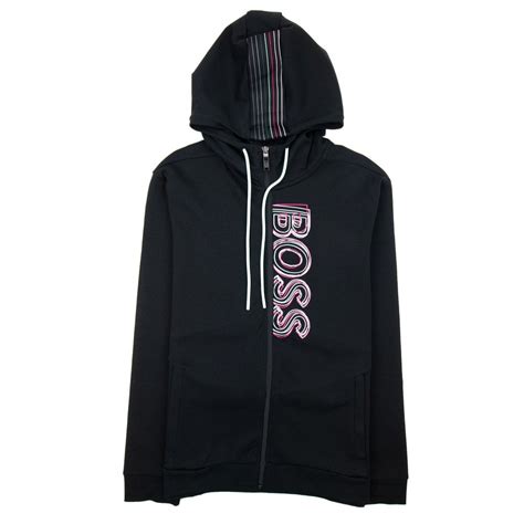 Hugo Boss Saggy 1 Multi Logo Zip Up Hoody Black 001 Onu