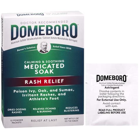 Domeboro Medicated Soak Rash Relief Burows Solution 12 Powder