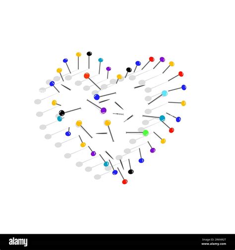 The Image Of Heart From Pins On A White Backgroundvector Stock Vector